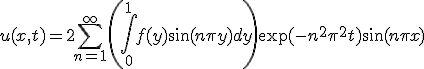 u(x,t) = 2\sum_{n=1}^{\infty}\left(\int_{0}^{1}f(y)\sin(n\pi y)dy\right)\exp(-n^2 \pi^2 t)\sin(n\pi x)