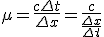 \mu = \frac{c\Delta t}{\Delta x} = \frac{c}{\frac{\Delta x}{\Delta t}}