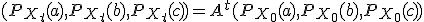 (P_{X_t}(a),P_{X_t}(b),P_{X_t}(c))=A^t(P_{X_0}(a),P_{X_0}(b),P_{X_0}(c))