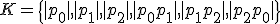 K = \{|p_0|,|p_1|,|p_2|,|p_{0}p_{1}|,|p_{1}p_{2}|,|p_{2}p_{0}|\}