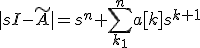 |sI-\tilde{A}| = s^n + \sum_{k_1}^{n}a[k]s^{k+1}