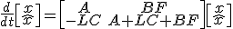 \frac{d}{dt}\left[\begin{matrix}x\\\hat{x}\end{matrix}\right] = \left[\begin{matrix}A & BF \\ -LC & A+LC+BF\end{matrix}\right]\left[\begin{matrix} x \\ \hat{x} \end{matrix}\right]